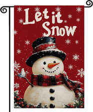 Winter Snowman Garden Flag Let It Snow 12X18 Inch Double Sided Red Snowman Winte