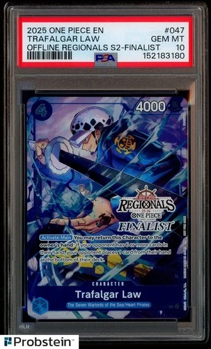 2025 ONE PIECE OFFLINE REGIONALS FINALIST OP07-047 TRAFALGAR LAW PROMO PSA 10
