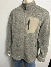 Swiss Tech Jacket Men XL (46-48) Tan with black Fleck Full Zip Fleece Lined Warm