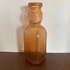 Vintage Original Orange Amber Brookfield Face Baby Top Quart  Glass Bottle RARE