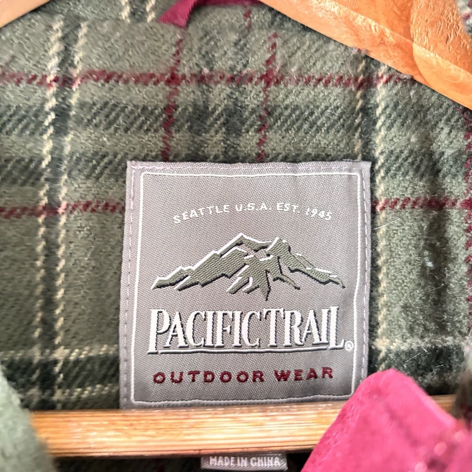 Chaqueta de invierno para mujer Pacific Trail roja/verde forrada a cuadros abrigo exterior talla L Foto 4 de 4