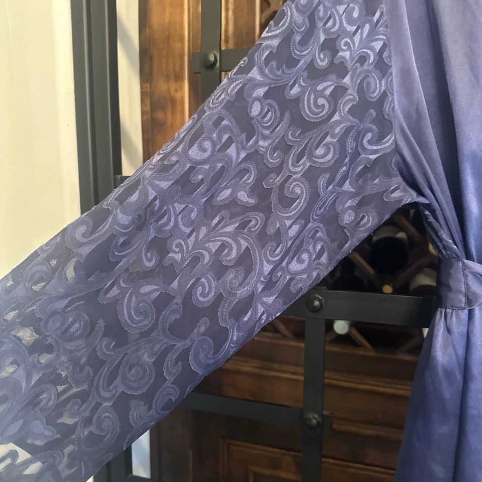 Morgan Taylor Satin Robe Navy Blue XL  - Image 3 of 4