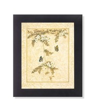Butterfly White Spring Flowers Floral Wall Picture Framed Art Print