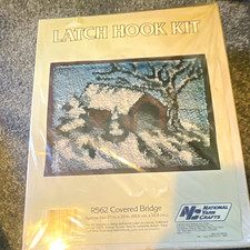 National Yarn Crafts Latch Hook Kit R562 Covered Bridge w/Canvas Yarn Pattern