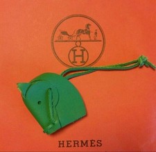 Herm s T te de Cheval Model Horse Green Leather Keychain Bag Charm Used