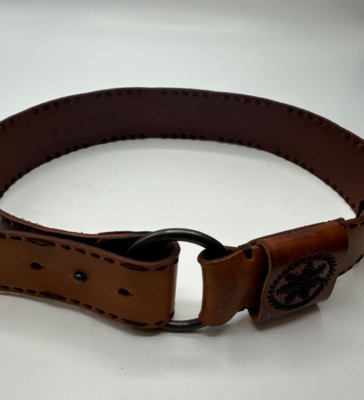LINEA PELLE BELT BROWN LEATHER STUDDED WHITE STITCHING HANDMADE BOHO SIZE S VINTAGE Linea Pelle Leather Belt Size L Brown Stud Boho  main image 4