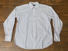 Ted Baker Mens Button Down Long Sleeve Striped Pocket Dress Work Shirt Size XL