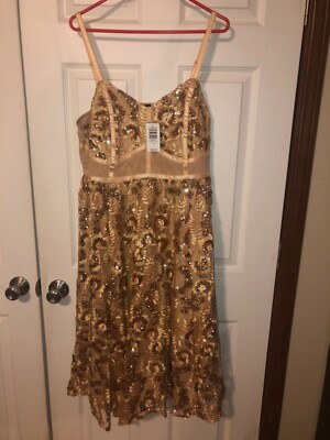 New Torrid Gold Mesh Embroidery & Sequin Corset Midi Dress Sz 16 | eBay
