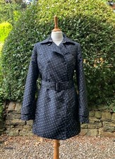 Banana Republic Blue Polka Dot Spot Short Trench Raincoat Mac Size S (approx 10)