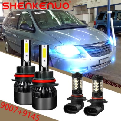 For Chrysler Town & Country 2005-2007 8000K LED Headlight Hi/Lo+Fog Light Bulbs