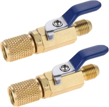Air Conditioner Ball Valve 1/4" SAE Adapter Straight Refrigerant Valve Replaceme