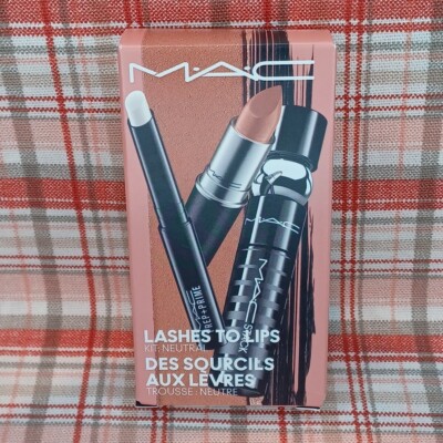 MAC Lashes To Lips Kit Velvet Teddy 617 Black Stack Lipstick+Lip Prep & Mascara 
