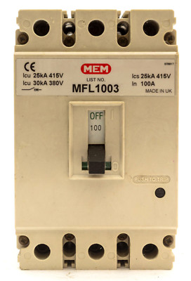 MEM MFL1003/TLF1003 MCCB 100A TP 25kA Serie F BILL EATON MEMSHIELD MWST INC