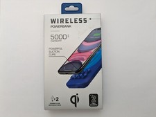 Blue Wireless Charging 5W Power bank 5000mAh Charge 2 USB Devices at once