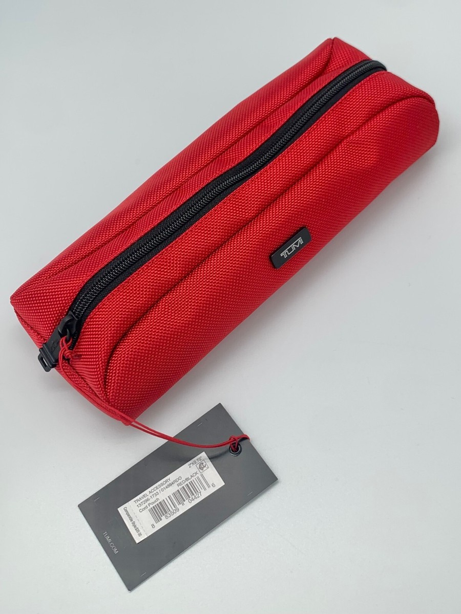 TUMI 携帯用バッグ　￼ Tumi Red Black Travel Accessory Zipper Small Cord Pouch Bag