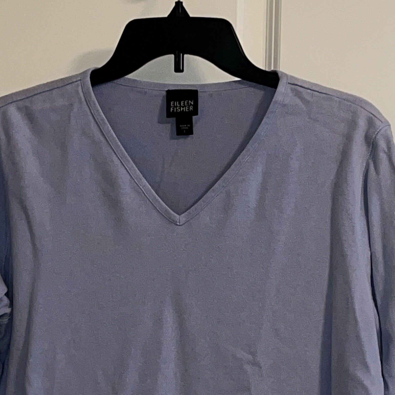 Eileen Fisher Cotton V-neck Long Sleeve Top Sz La… - image 2