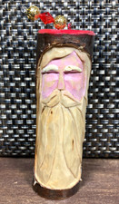 Santa Claus Hand Carved Christmas Ornament Painted Whittled Wood Folk Art OOAK