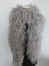 100% real Mongolia lamb fur scarf /fur collar/ fur neck wrap/ women gray cape  