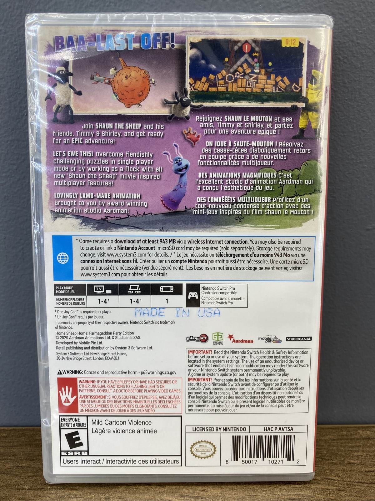 Shaun the Sheep Farmageddon Edition for Nintendo Switch (Code In Box