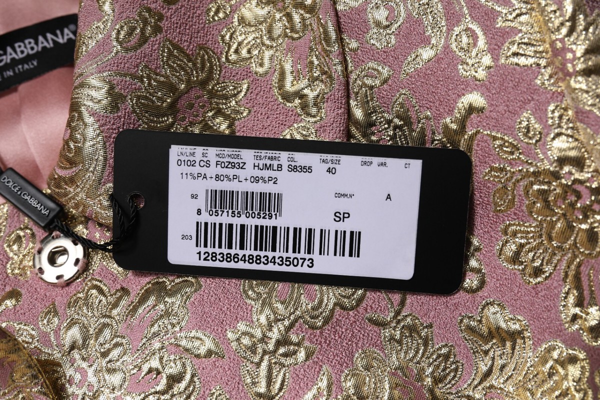 DOLCE&GABBANA ジャケット DOLCE & GABBANA Jacket Metallic Pink Gold Jacquard Jewel