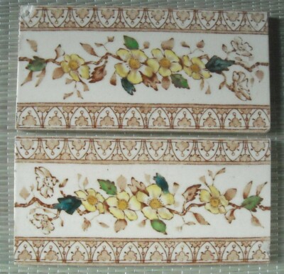ANTIQUE BOOTE - TRANSFER - ART NOUVEAU MAJOLICA 2 BORDER TILES C1900 | eBay
