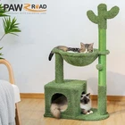 PAWZ Road 40" Cactus Cat Tree Tower Scratching Post with Large Metal Hammock Toy