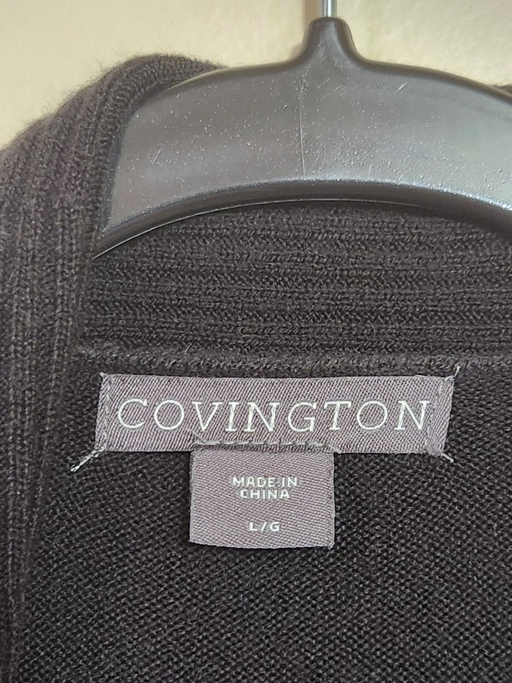 Cárdigan Covington Frente Abierto Negro Manga Larga Mujer Talla Grande Foto 2 de 4