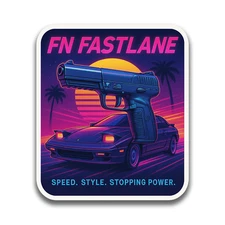 FN 5.7 Retro Style Sticker 3 inch Vinyl Decal FN Herstal Belgium