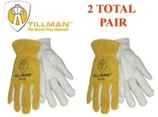 2 PAIR Tillman 1414 Cowhide Leather Protective Construction Roping Work Gloves