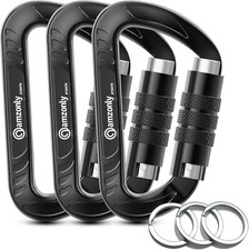 3 Pack 3" Auto Locking Carabiner Clips, 12KN Heavy Duty Keychain Carabiners