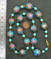 Collier Perles Murano Ancien Antique Wedding Cake Venetian Glass Bead Necklace