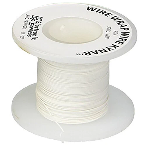 ELECTRONIX EXPRESS 100 Feet White 30 Gauge Solid Kynar Wire Wrap, PVDF Insulated Tinned Copper