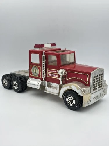 Vintage 1980s Tonka No 1 Fire Truck Hook and Ladder Pressed Steel Semi ONLY