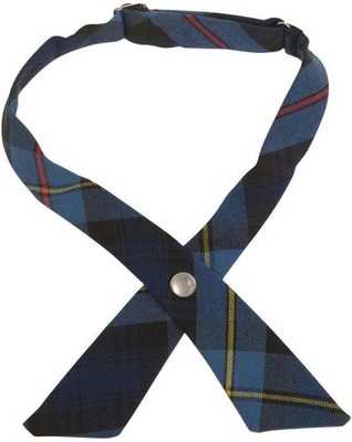 Girl Adjustable Cross Tie SF9003-F1 Blue Red Plaid One Size French Toast Uniform