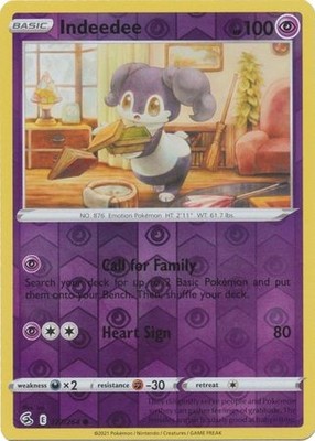 INDEEDEE 127/264 FUSION STRIKE POKEMON (REVERSE HOLO, NM)