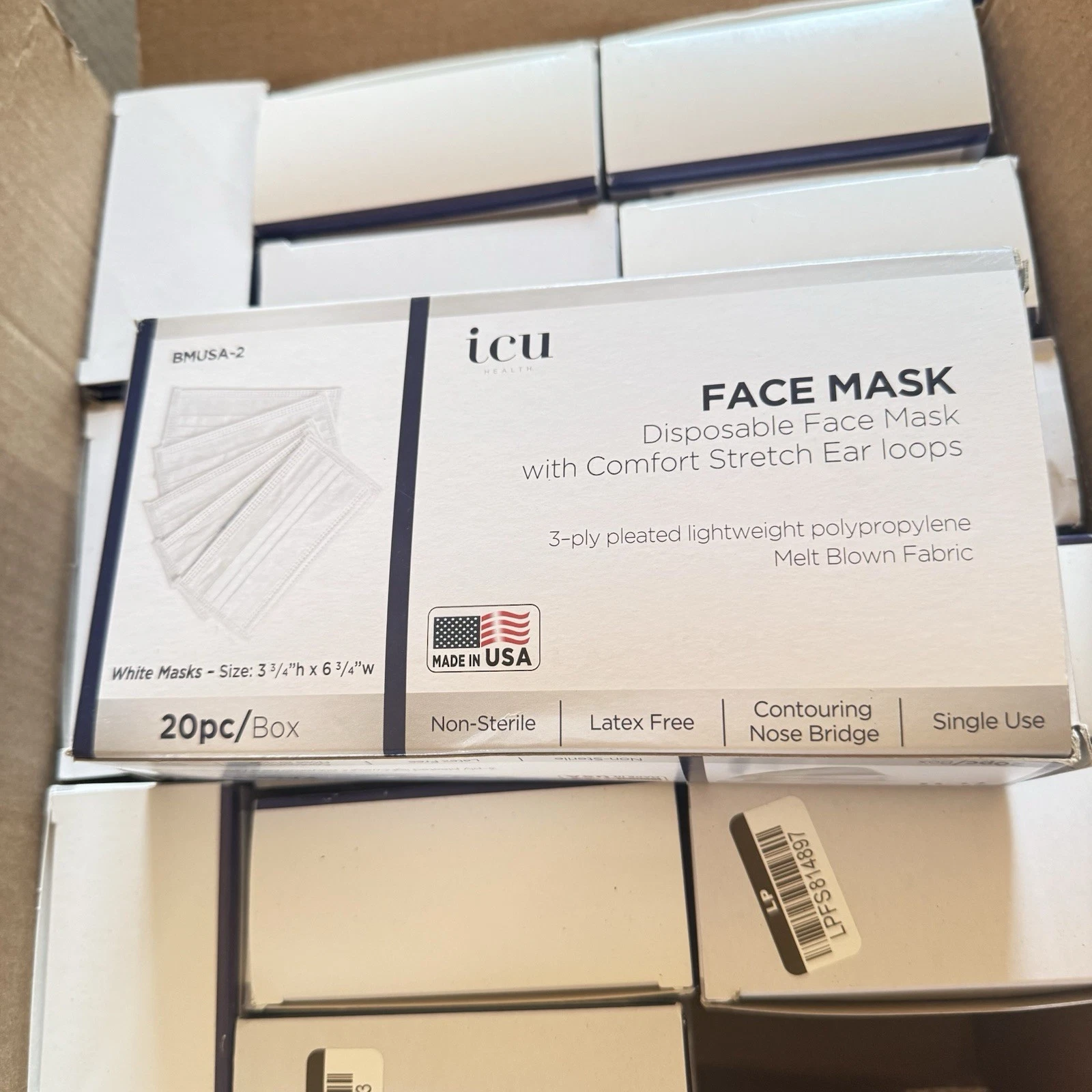 Lot Of 30 Boxes White 3 ply Nonsurgical Face Mask With Ear Loop 20 Count Per Box