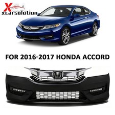 For 2016-2017 Honda Accord Front Bumper Upper Lower Grill Fog Lights Kit