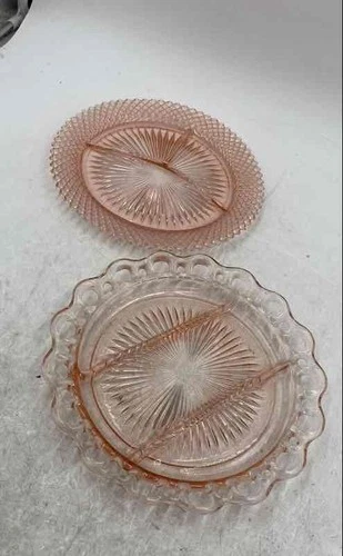 Home & Kitchenware Round Pink Depression Glass Serving Plates Lot Of 2