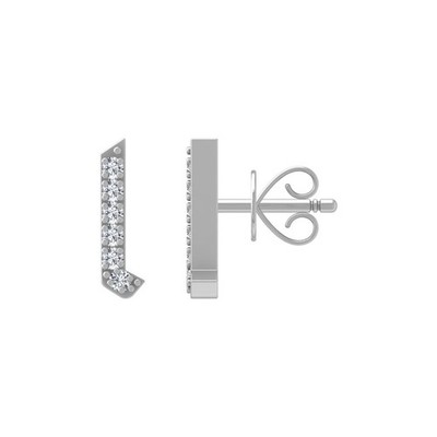 Ohrstecker Sterlingsilber 0,05 kt natürlicher Diamant Initiale l für Damen