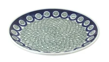 Blue Rose Polish Pottery Peacock Swirl Dessert Plate