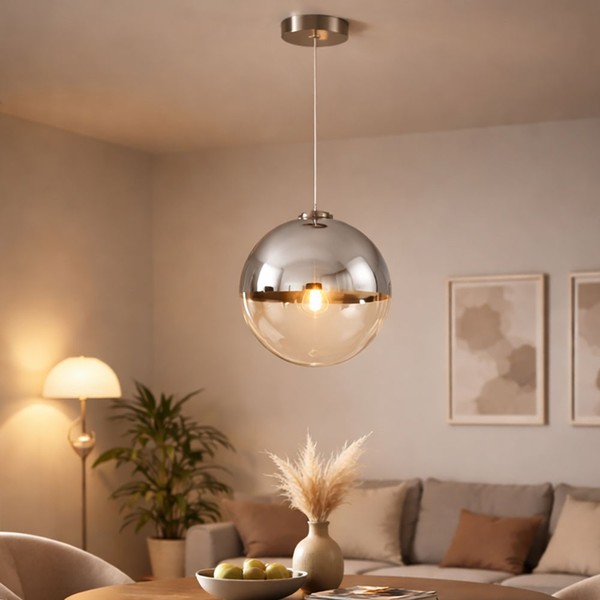 HäNgelampe Pendelleuchte Esstischlampe Kugel Wohnzimmerleuchte Glas Led H 120 Cm-image
