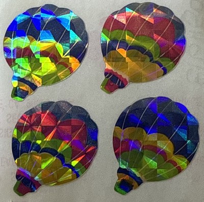 HOT AIR BALLOON Prismatic Stickers(4pc) Great 7 Flying Colorful Sky Card Making 