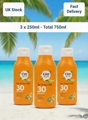3 x 250 ml Cien Sun LSF 30 Sonnenschutzmilch hoher Schutz Sonnenschutz Lotion 750