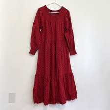 UNIVERSAL THREAD Balloon Long Sleeve Tiered Dress Red Cottagecore Midi Medium M