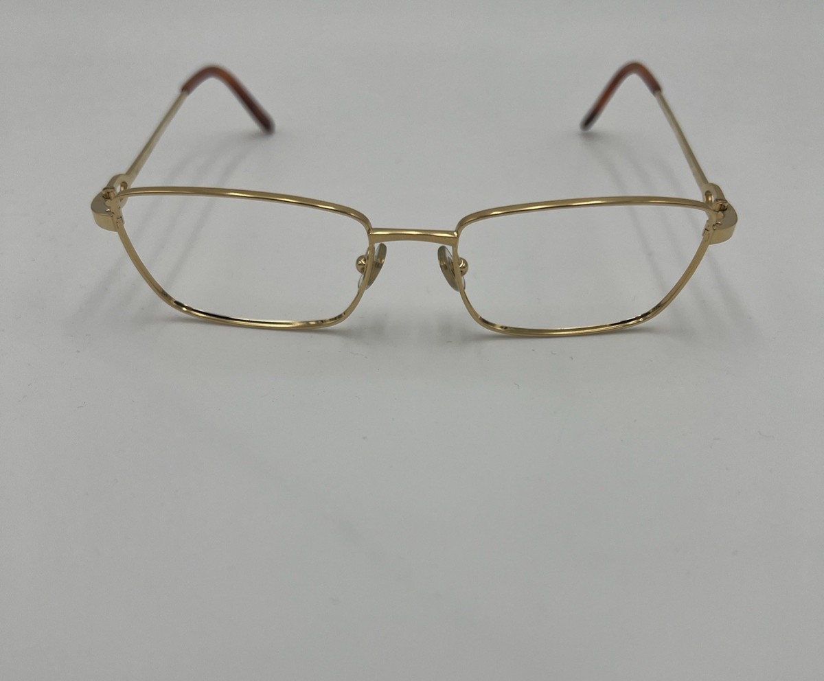 Vintage CARTIER C Decor 50mm Gold Square Eyeglasses Frames Only