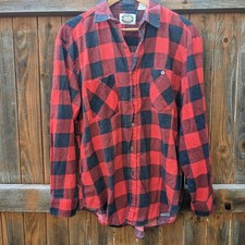 Vintage Buffalo Plaid Flannel Shirt Long Sleeve Button Up Red Black Men's Large
