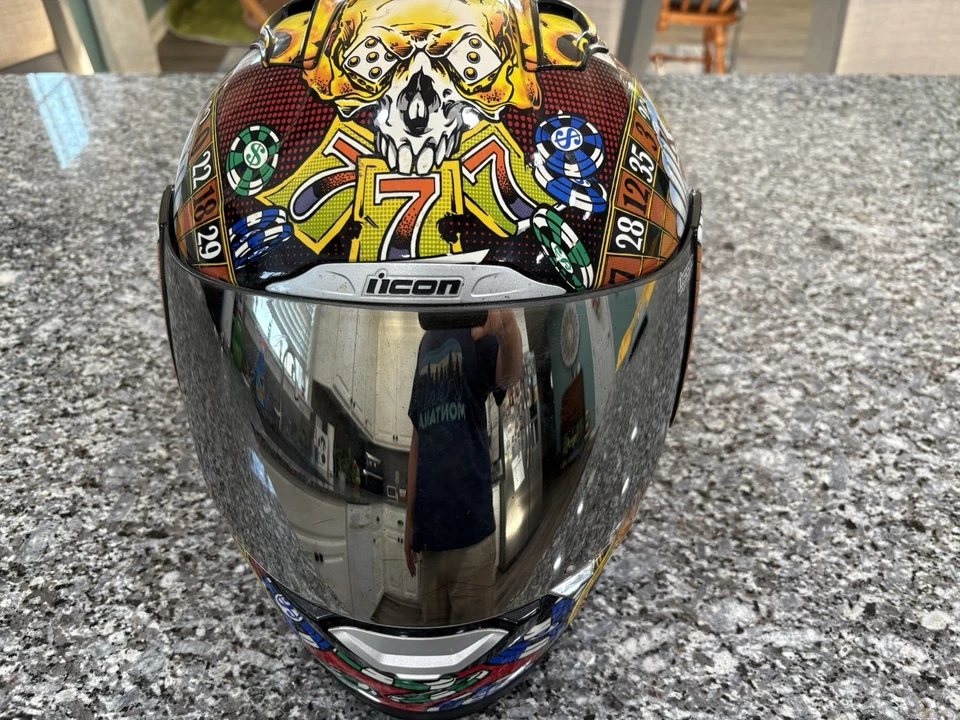 Icon Alliance Lucky Lid/Capacete de Rosto Completo/Viseira Espelhada/Grim Reaper/Tamanho XL - Imagem 4 de 4