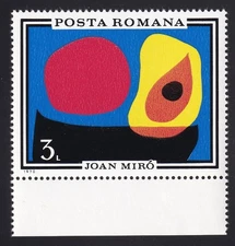 Romania – MI 2904 / Scott 2216, Abstract by Joan Miro, Unused NH Single