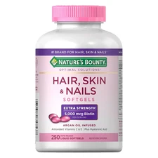Nature's Bounty Hair Skin & Nails 250 Softgels Multivitamin 5000MCG Biotin