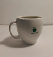 Starbucks Green White Barista Mug 2003 Steaming Cup Logo Pin Stripe Collectible